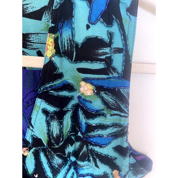 Faith Women's Multi Jacket Vest Funky Block Pattern Sequin Beading Detail - Picture 5 of 7